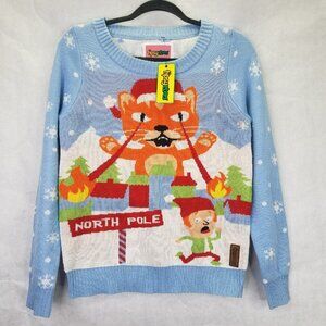 Tipsy Elves Sweater Adult S Laser Cat Eyes Crewneck Ugly Christmas Party Contest